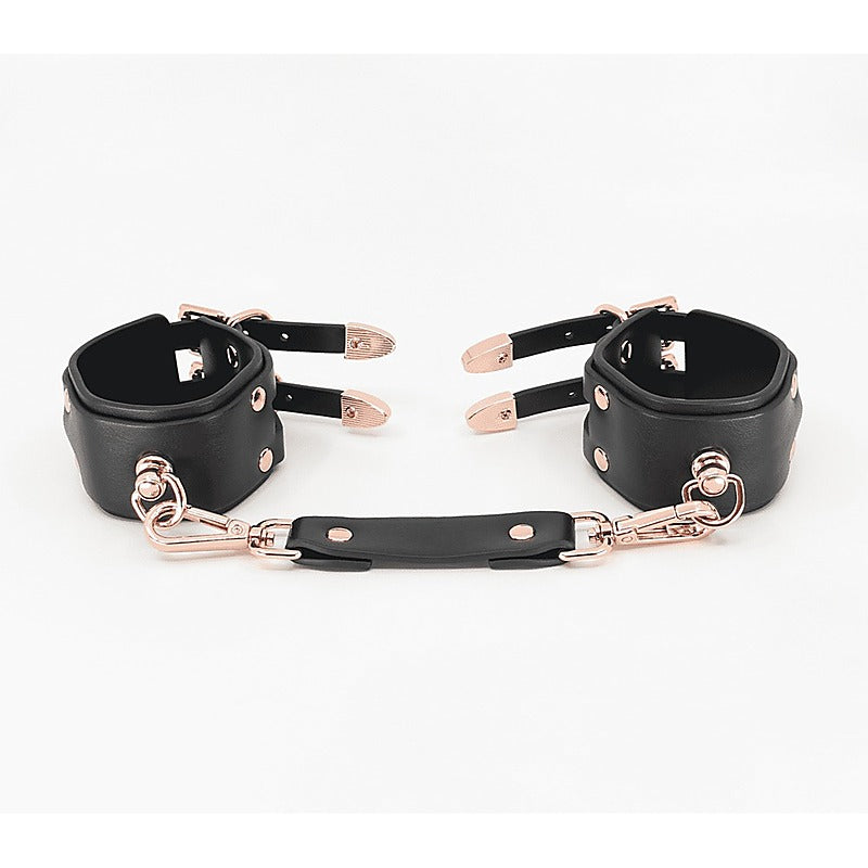 Double Straps Bondage Cuffs by Love In Leather - Cuffs And Restraints