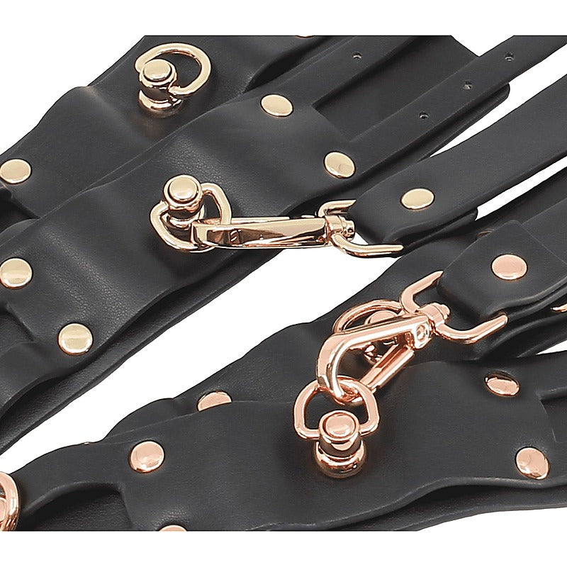 Double Straps Bondage Cuffs by Love In Leather - Cuffs And Restraints