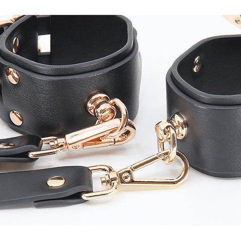 Double Straps Bondage Cuffs by Love In Leather - Cuffs And Restraints