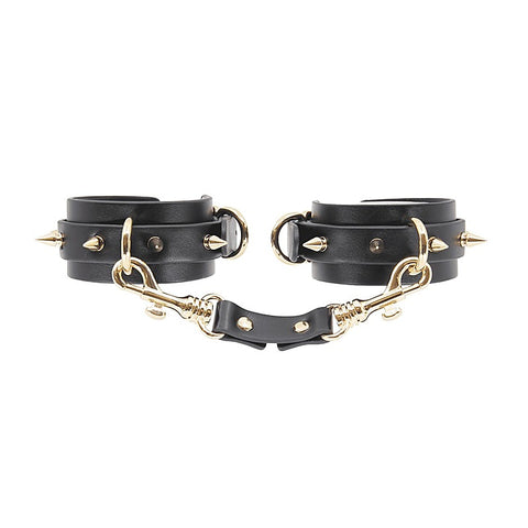 Spiked Faux Leather Wrist Cuffs by Love In Leather - Cuffs And Restraints