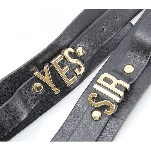 Love In Leather Yes Sir Faux Leather Wrist Cuffs