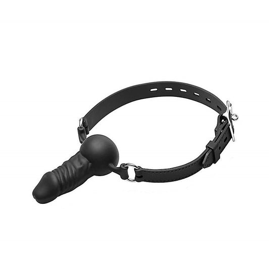Love In Leather Silicone Bondage Gag With Penis Plug - Bondage Gags and Bits
