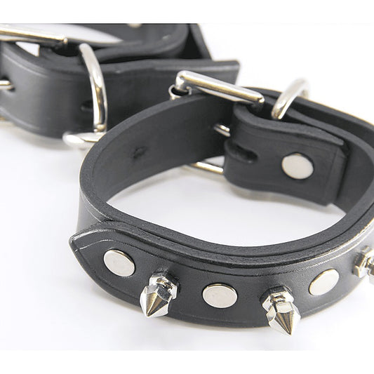 Love In Leather Spiked Leather Ankle Restraints - Cuffs And Restraints