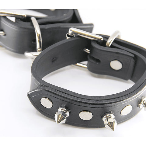 Spiked Leather Ankle Restraints by Love In Leather - Cuffs And Restraints