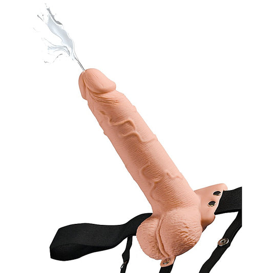 Fetish Fantasy 7.5 Inch Hollow Squirting Strap On with Balls - Strap On Sextoys