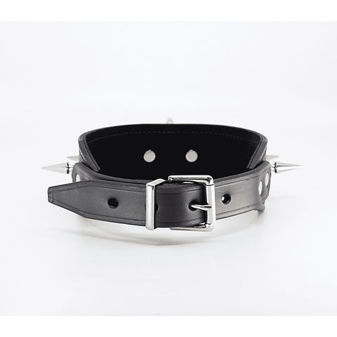 BDSM Collar With Long Spikes by Love In Leather - Collars and Leads