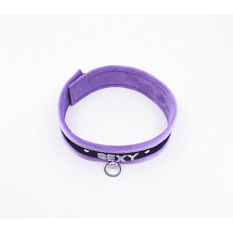 Diamante Sexy Fluffy Bondage Collar by Love In Leather - Collars and Leads