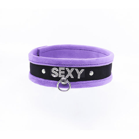 Diamante Sexy Fluffy Bondage Collar by Love In Leather - Collars and Leads