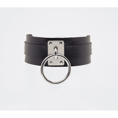 O-Ring Faux Leather BDSM Collar by Love In Leather - Collars and Leads