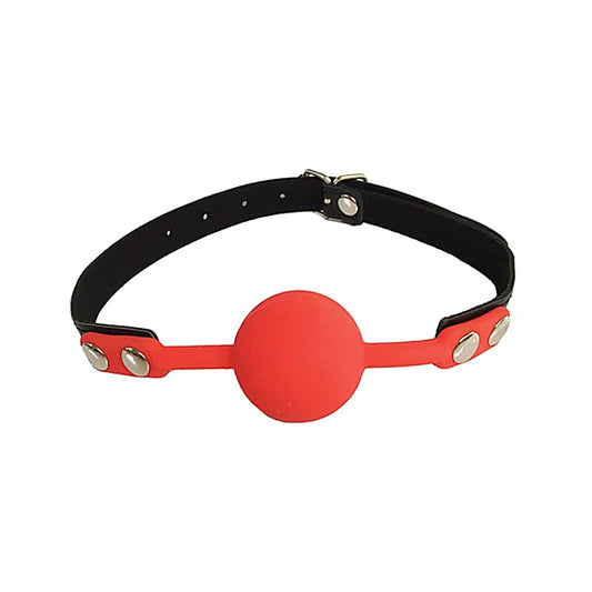 Love In Leather Fetish Play Gag with Silicone Ball - Bondage Gags and Bits