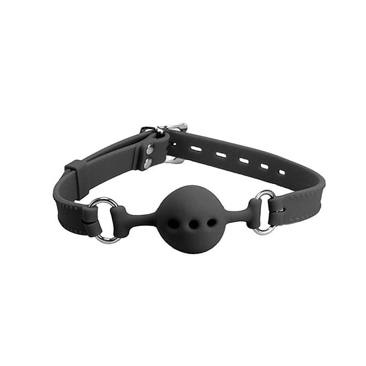 Love In Leather Silicone Gag with Petite Breathable Ball - Bondage Gags and Bits