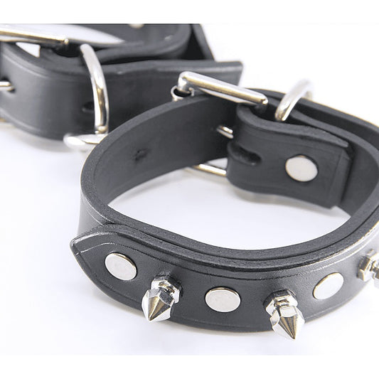 Love In Leather Spiked Leather Bondage Wrist Cuffs