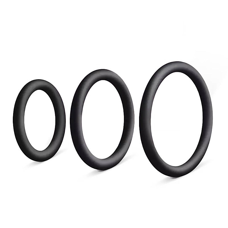 3 Pack Men's Silicone Cock Ring Set by Love In Leather - Cock Ring Sets