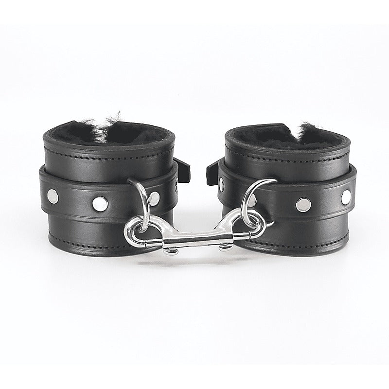 Love In Leather Sheepskin Lined Bondage Wrist Cuffs - Cuffs And Restraints