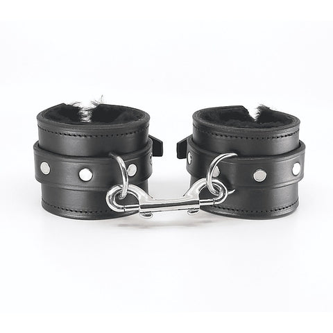 Love In Leather Sheepskin Lined Bondage Wrist Cuffs - Cuffs And Restraints