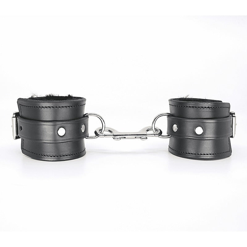 Love In Leather Sheepskin Lined Bondage Wrist Cuffs - Cuffs And Restraints