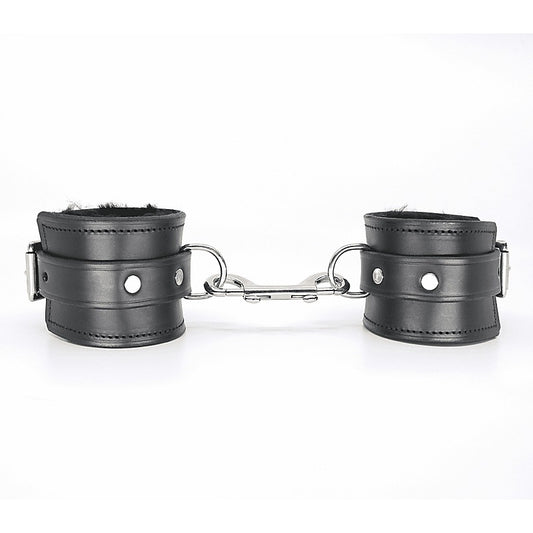 Love In Leather Sheepskin Lined Bondage Wrist Cuffs - Cuffs And Restraints