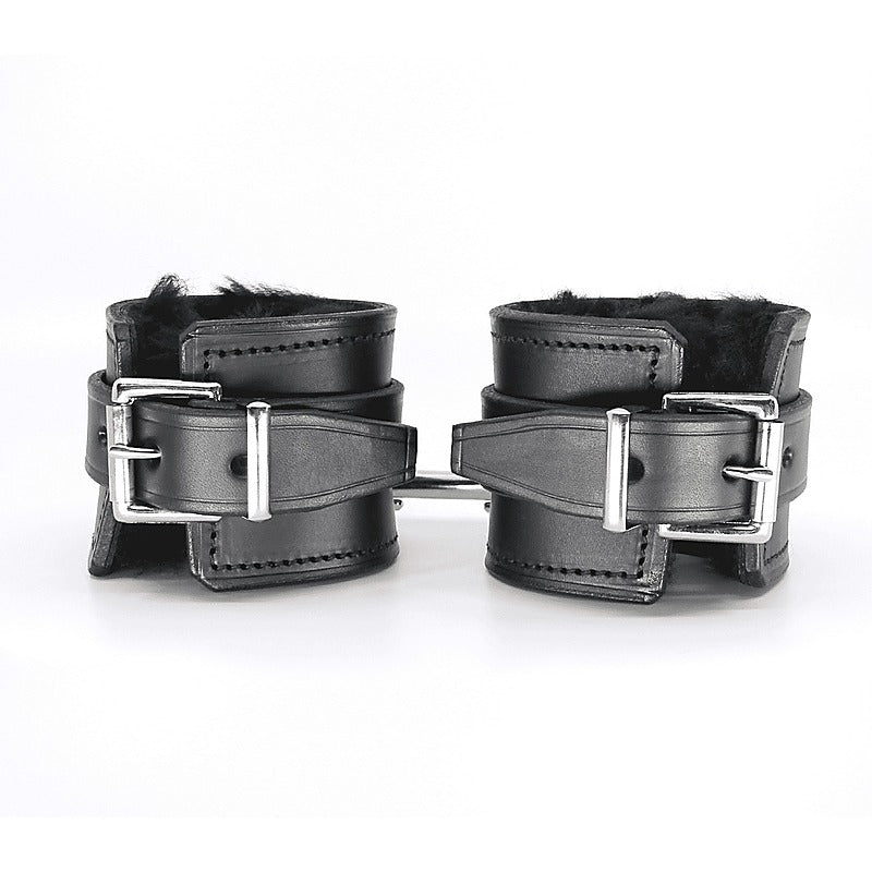 Love In Leather Sheepskin Lined Bondage Wrist Cuffs - Cuffs And Restraints