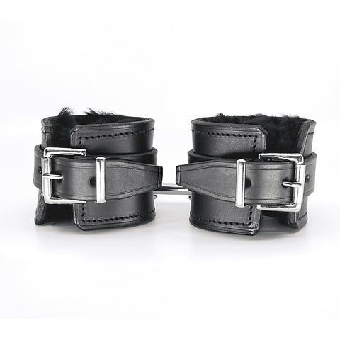 Love In Leather Sheepskin Lined Bondage Wrist Cuffs - Cuffs And Restraints