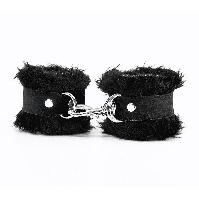 Fluffy Cuffs with Suede Leather Strap by Love In Leather - Cuffs And Restraints