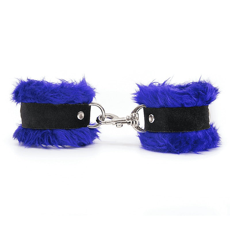 Fluffy Cuffs with Suede Leather Strap by Love In Leather - Cuffs And Restraints