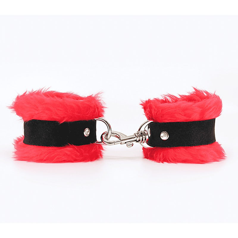Fluffy Cuffs with Suede Leather Strap by Love In Leather - Cuffs And Restraints