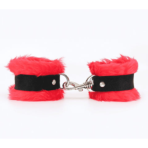 Fluffy Cuffs with Suede Leather Strap by Love In Leather - Cuffs And Restraints