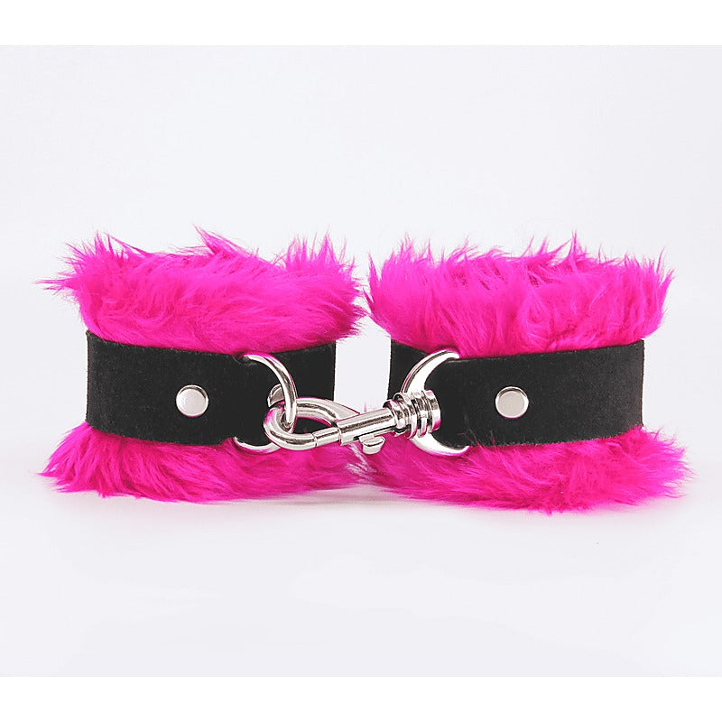 Fluffy Cuffs with Suede Leather Strap by Love In Leather - Cuffs And Restraints