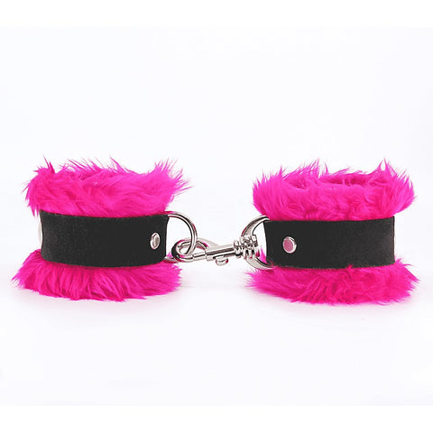 Fluffy Cuffs with Suede Leather Strap by Love In Leather - Cuffs And Restraints