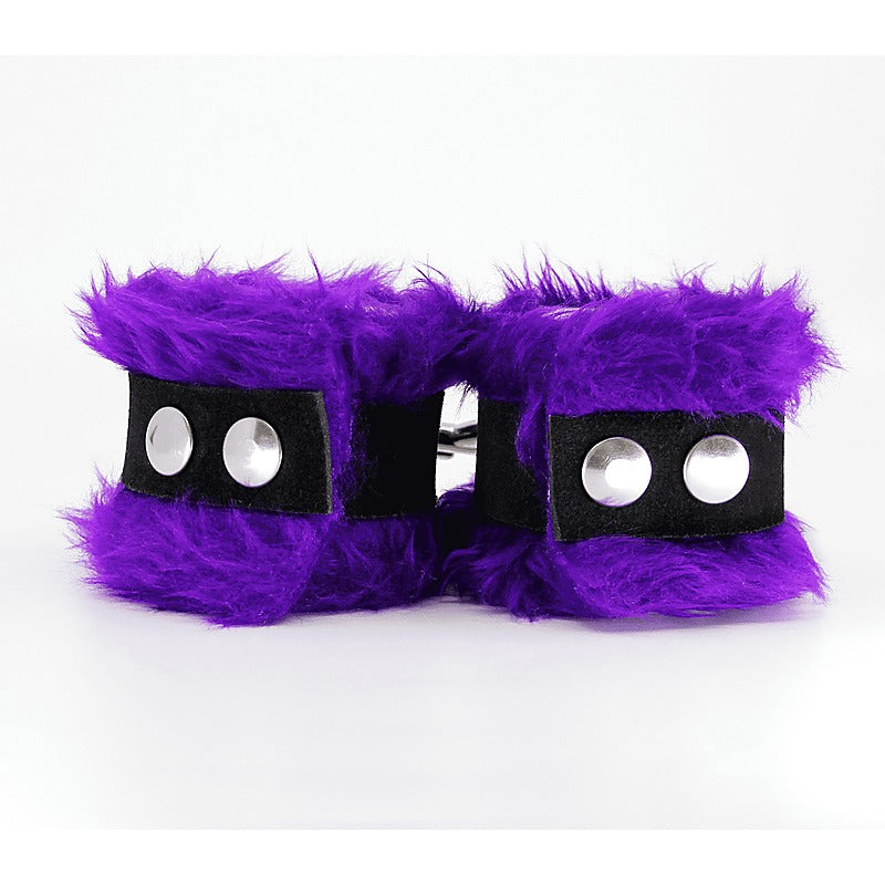 Fluffy Cuffs with Suede Leather Strap by Love In Leather - Cuffs And Restraints