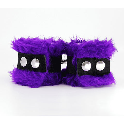 Fluffy Cuffs with Suede Leather Strap by Love In Leather - Cuffs And Restraints