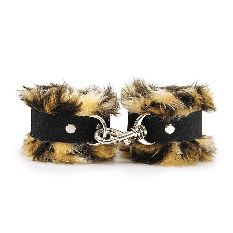 Fluffy Cuffs with Suede Leather Strap by Love In Leather - Cuffs And Restraints