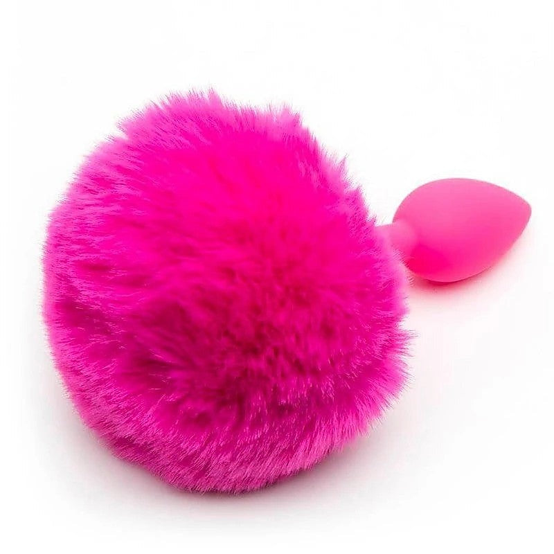 Bunny Tail Butt Plug Hot Pink by Love In Leather - Butt Plugs