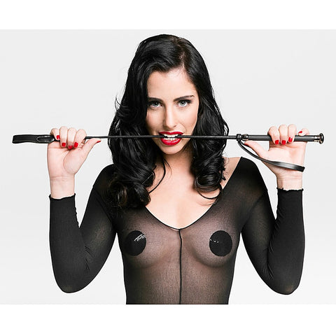Love In Leather Riding Crop with Coloured Metal Ferrule - Whips And Crops