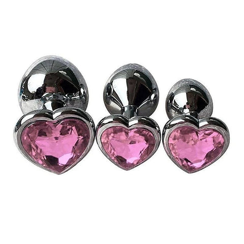 Metal Anal Plug With Round Gem Pink by Love In Leather - Butt Plugs