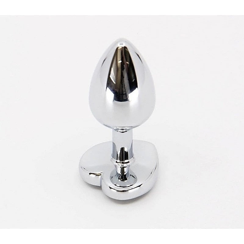 Metal Anal Plug With Heart Gem Clear by Love In Leather - Butt Plugs