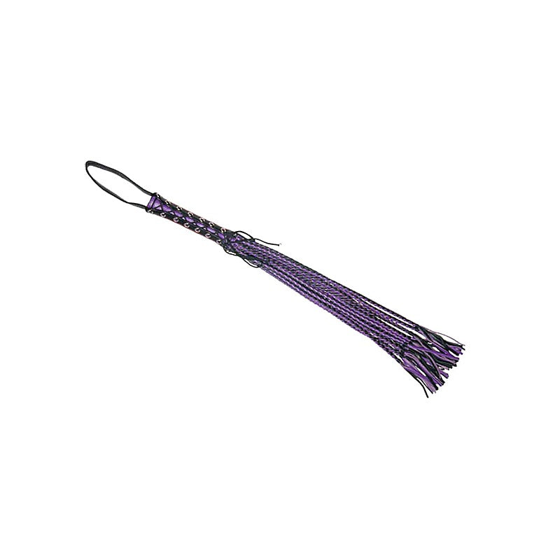 Love In Leather Long Flogger With Corseted Handle - Whips And Crops