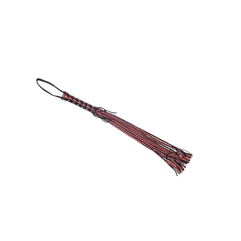 Love In Leather Long Flogger With Corseted Handle - Whips And Crops