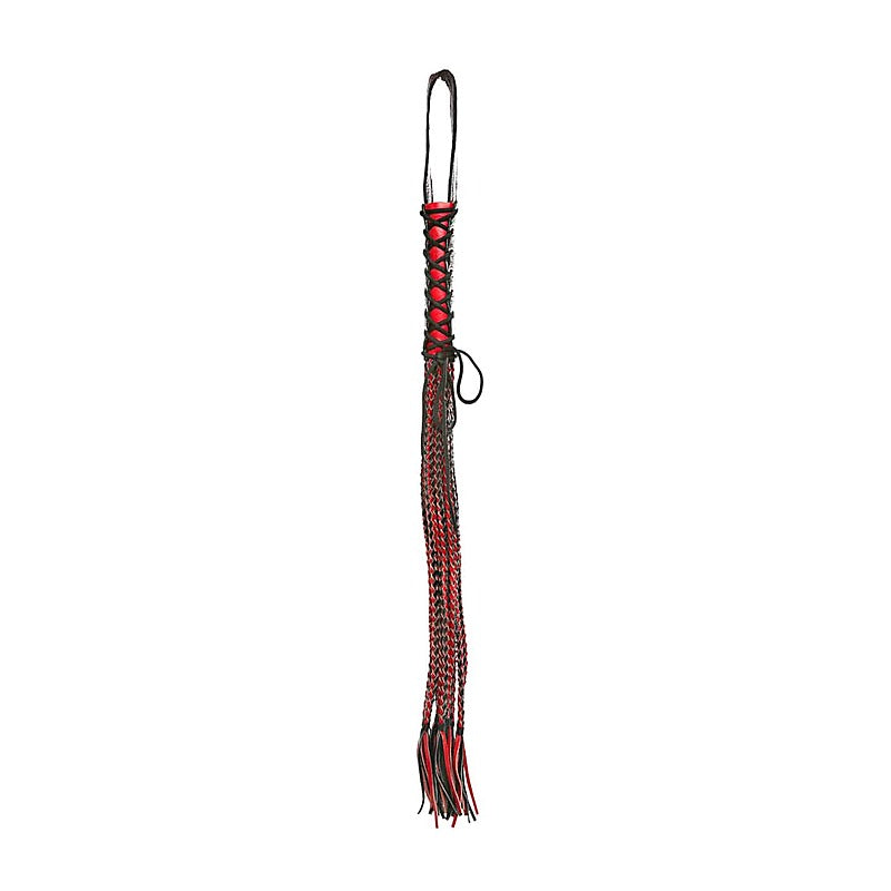 Love In Leather Long Flogger With Corseted Handle - Whips And Crops