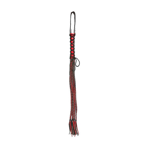 Love In Leather Long Flogger With Corseted Handle - Whips And Crops