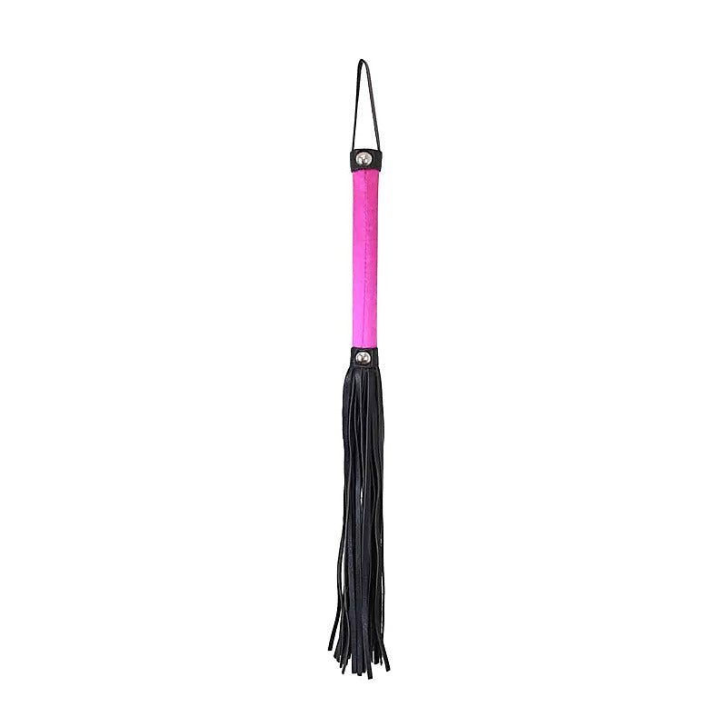 Love In Leather Satin Handle Flogger With Leather Tails - Whips And Crops