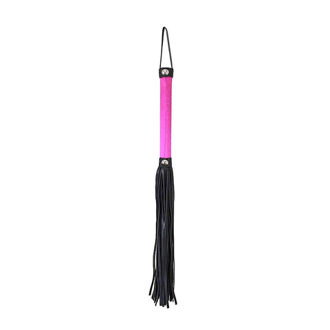 Love In Leather Satin Handle Flogger With Leather Tails - Whips And Crops