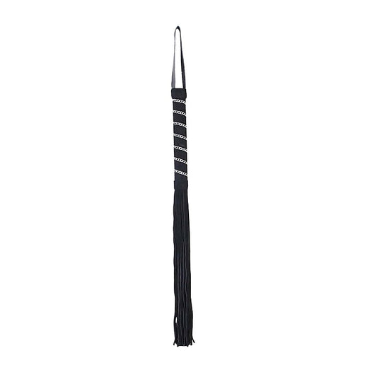 Love In Leather Long Black Suede Leather Flogger - Whips And Crops