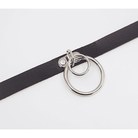 Double Ring Faux Leather Choker by Love In Leather - Collars and Leads