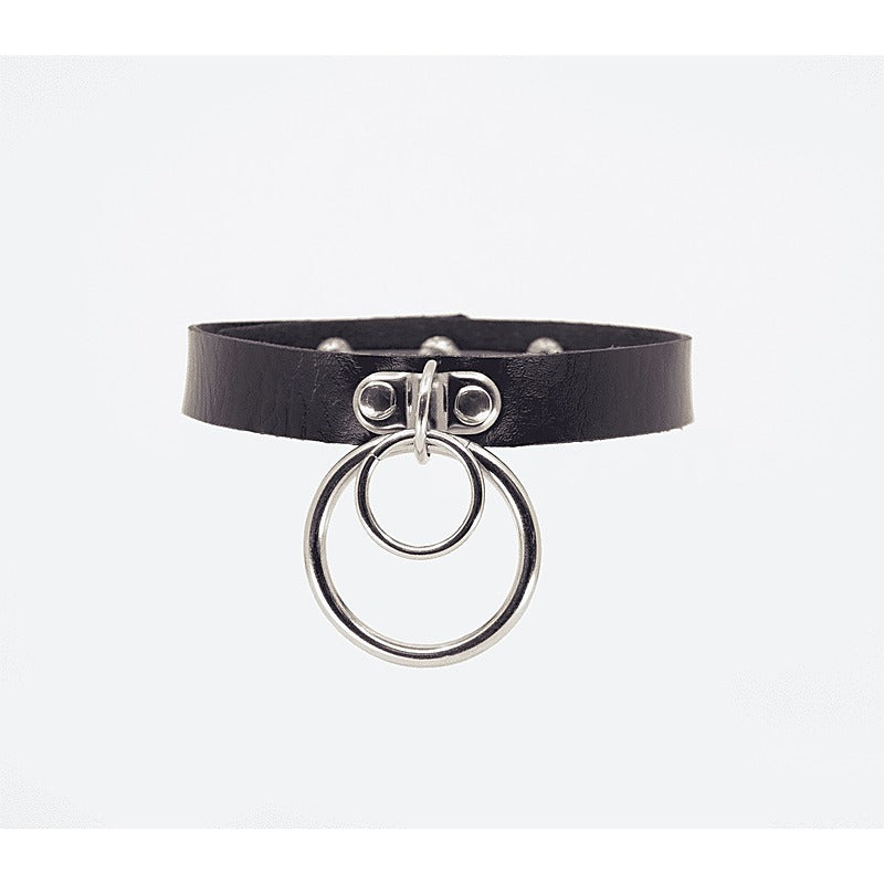 Double Ring Faux Leather Choker by Love In Leather - Collars and Leads