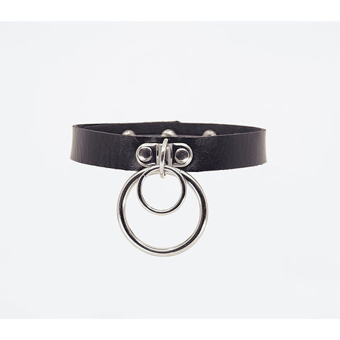Double Ring Faux Leather Choker by Love In Leather - Collars and Leads