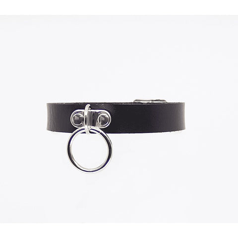 Centre Ring Faux Leather Choker by Love In Leather - Collars and Leads
