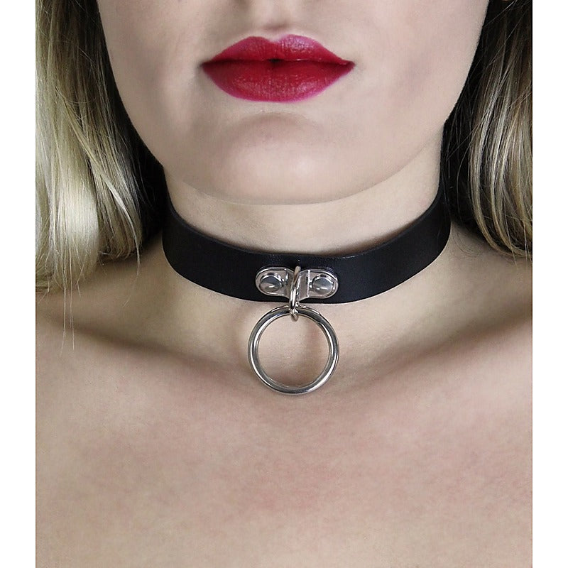 Centre Ring Faux Leather Choker by Love In Leather - Collars and Leads