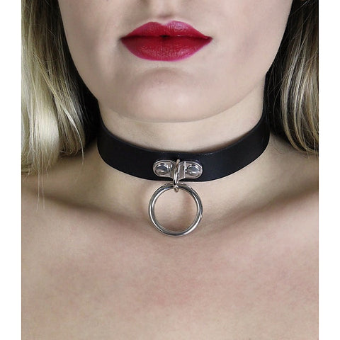 Centre Ring Faux Leather Choker by Love In Leather - Collars and Leads
