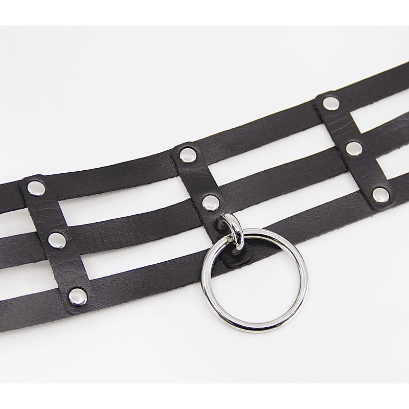 Triple Strap Faux Leather Choker by Love In Leather - Collars and Leads